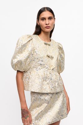 Metallic Cloque Peplum Blouse GANNI