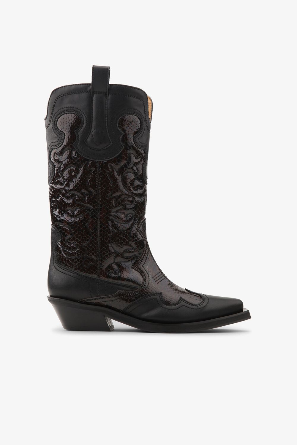 Mid Shaft Embroidered Western Boot Snake GANNI