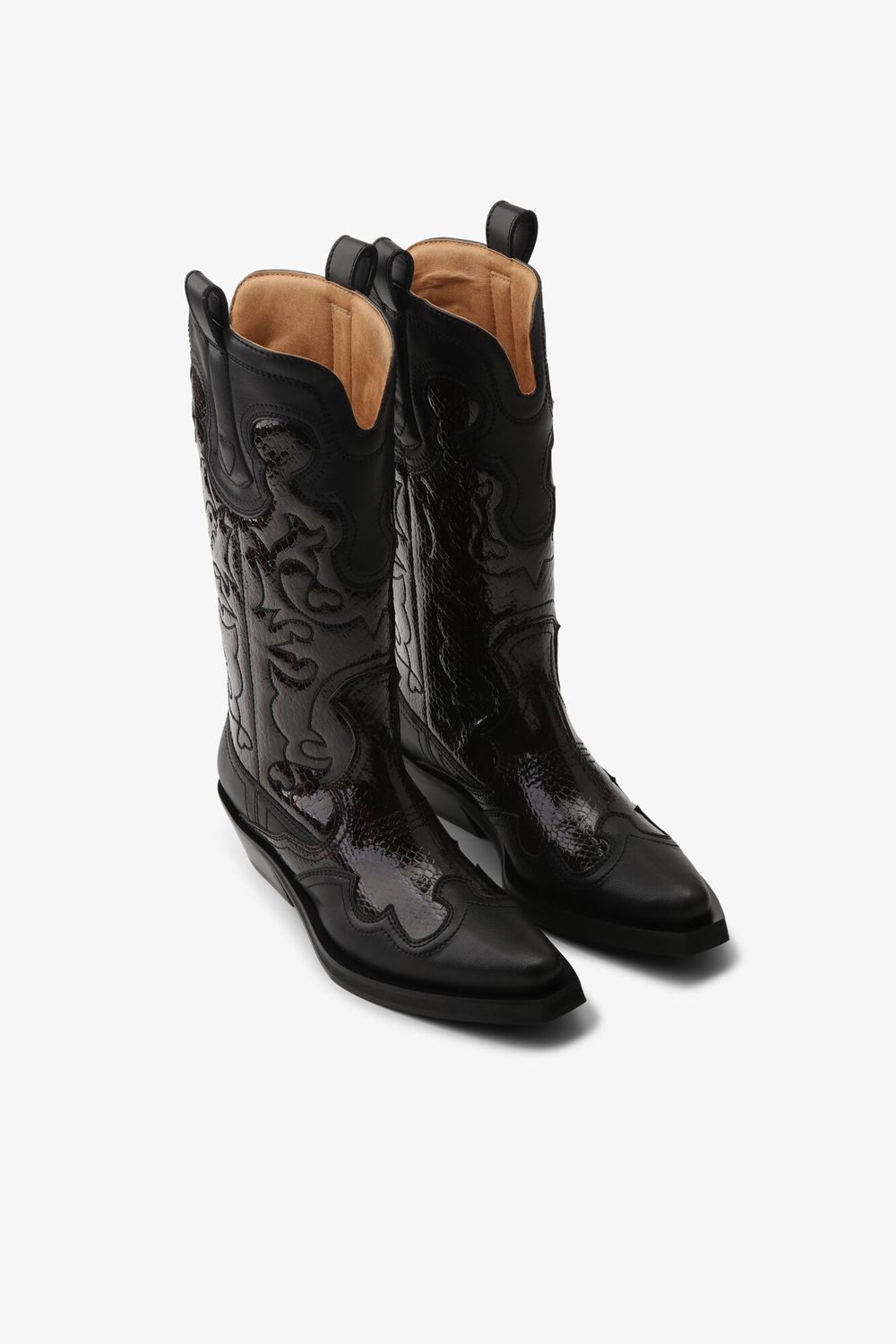Mid Shaft Embroidered Western Boot Snake GANNI