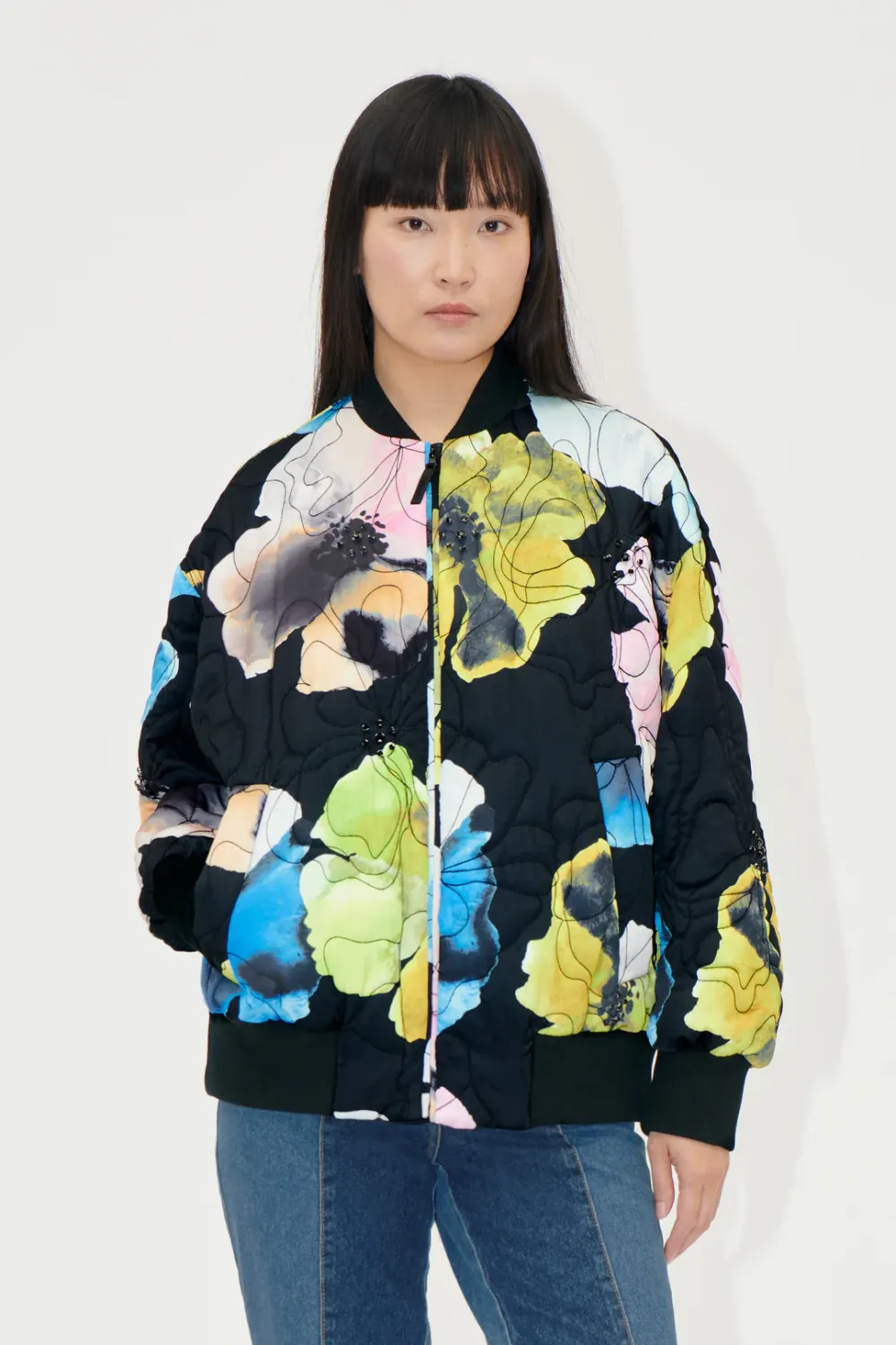 Voluminous Bomber Jacket Flower STINE GOYA