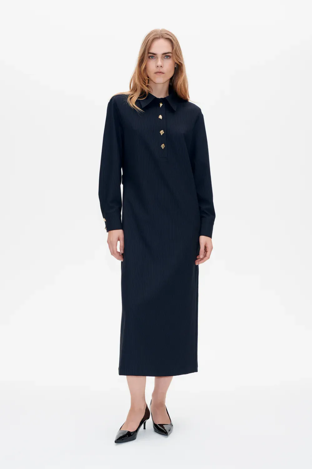 Annella Dress - blackish pinstripe  BAUM