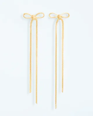 Textured stud earrings with statement bow Gold Plated W&amp;H