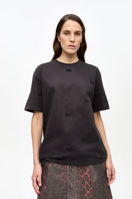 Heavy cotton rhinestone drop shoulder T-shirt GANNI