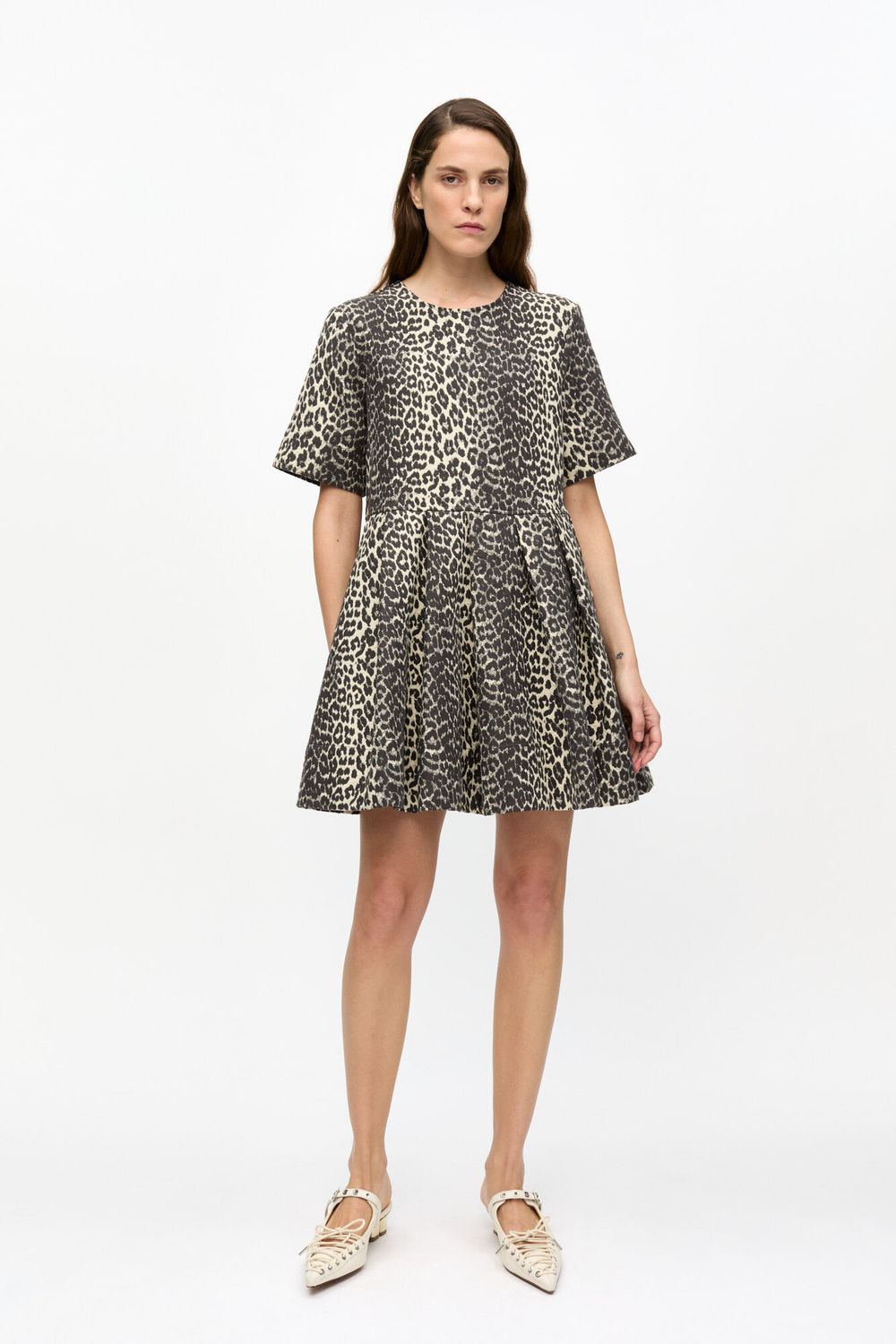 Cotton Tweed Midi Dress GANNI