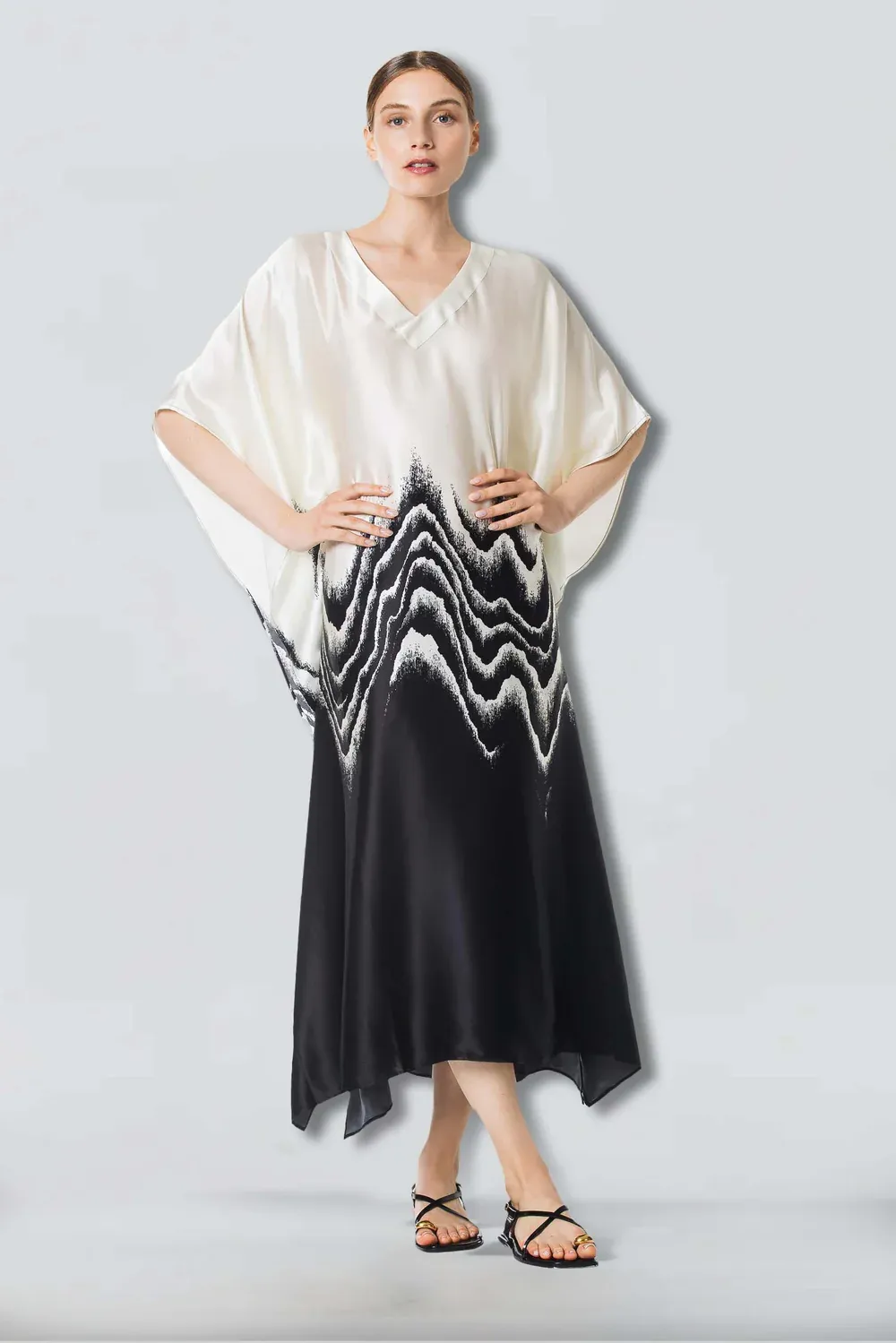 FRIDA WAVES KIMONO - white/black CELLA BLUE