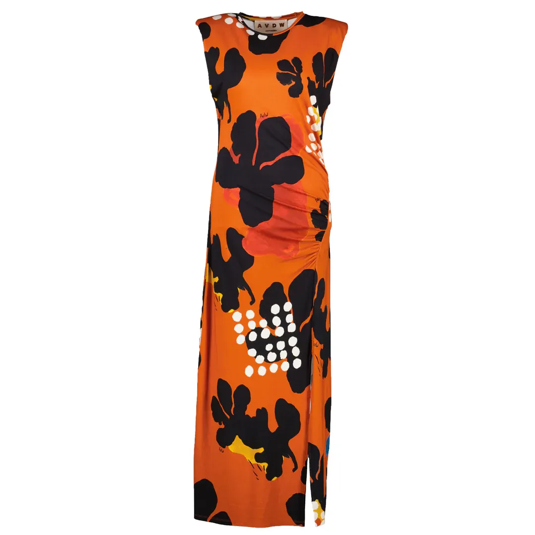 LEAVY SLEEVELESS DRESS LONG RUST AVDW