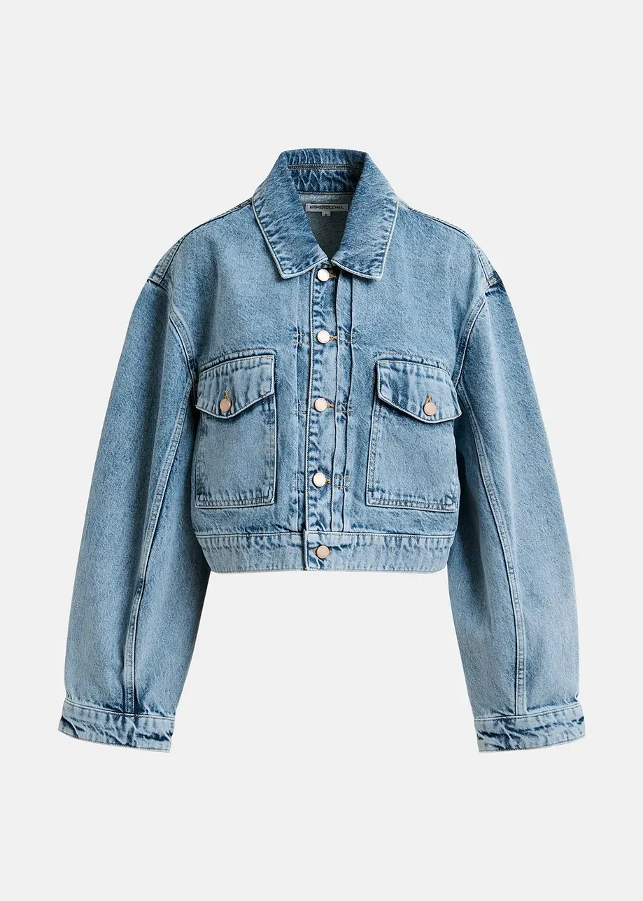 Hespero cropped jeans jacket - aqua blue ESSENTIEL