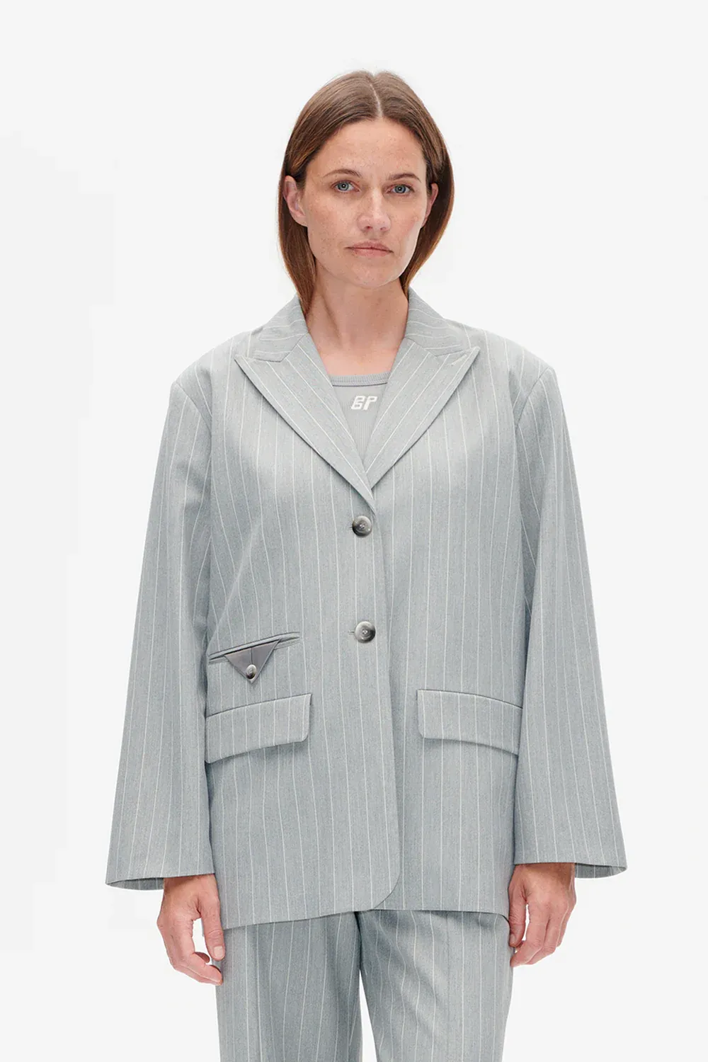 BABS jacket - grey Wallstreet pinstripe BAUM
