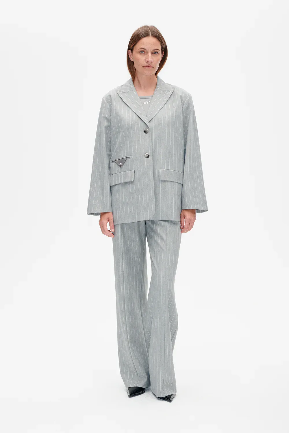 BABS jacket - grey Wallstreet pinstripe BAUM