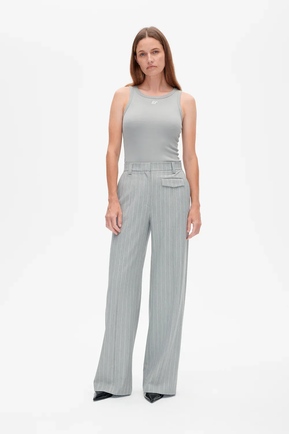 NILO pants - grey Wallstreet pinstripe BAUM