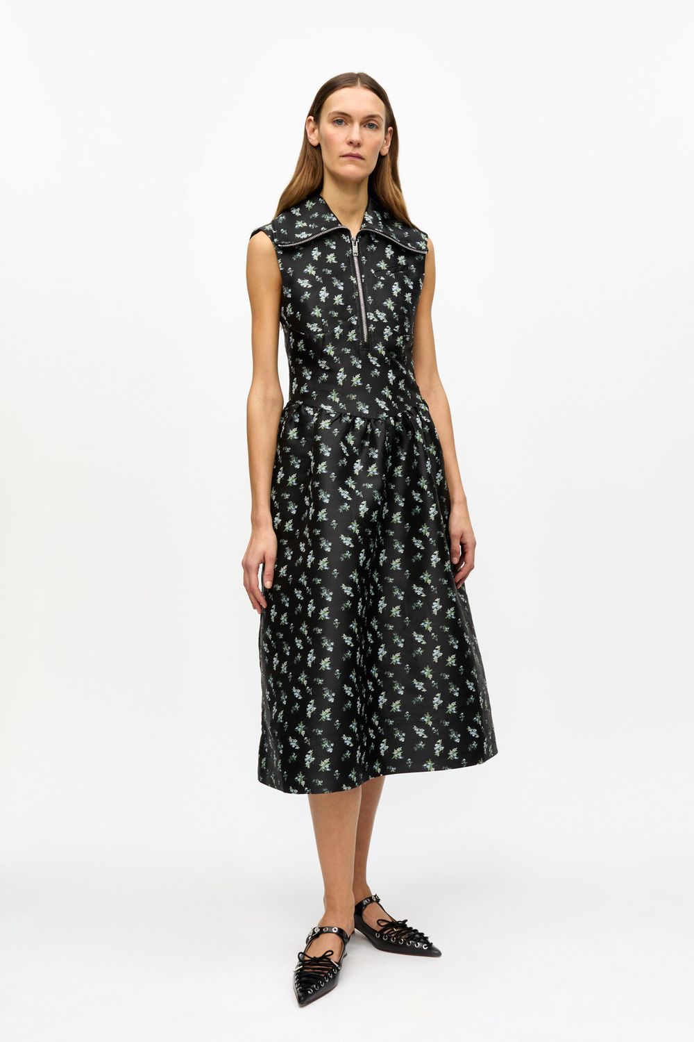 Floral Jacquard Midi Dress GANNI