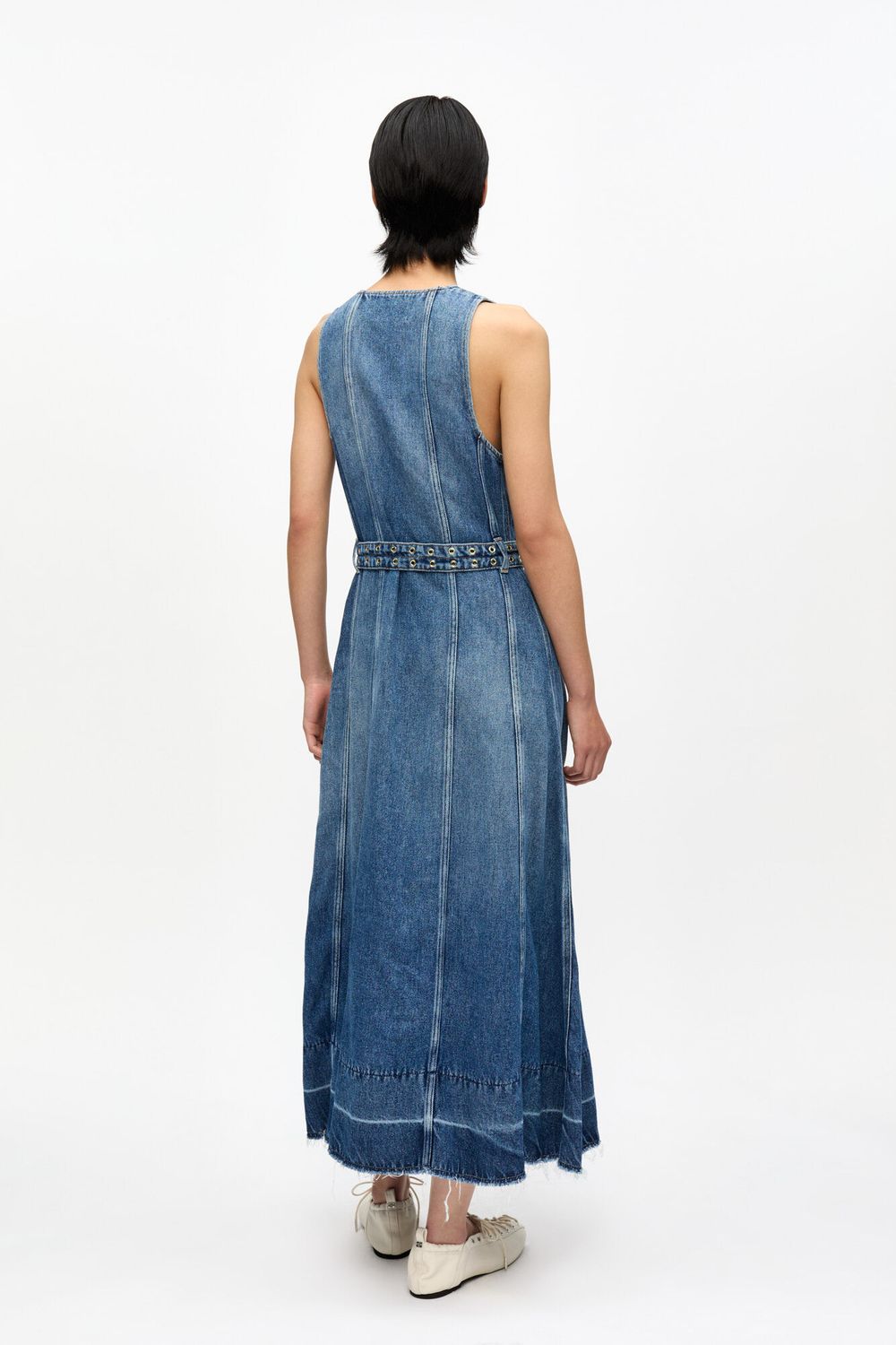 Light Denim Belt Midi Dress GANNI