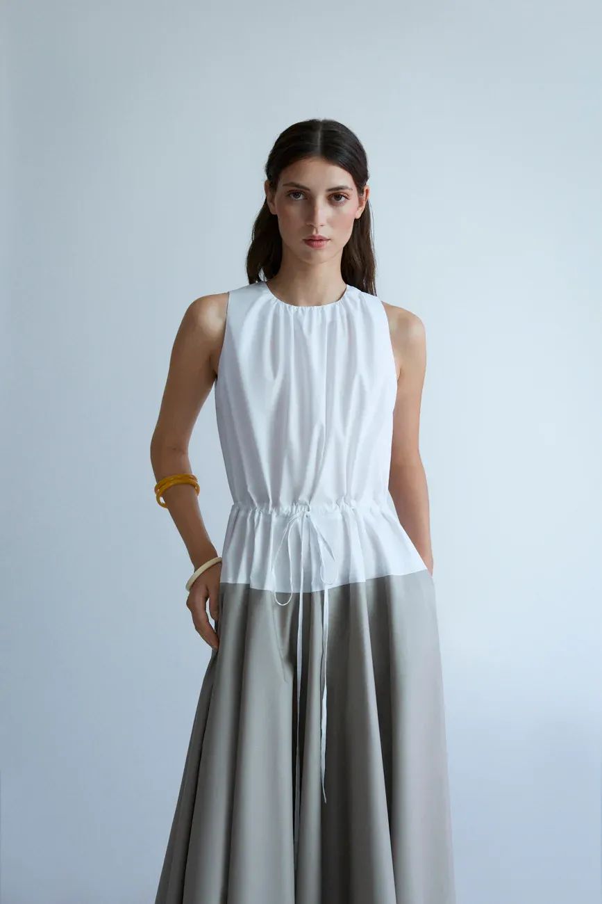 Color block cotton poplin dress PSOPHIA
