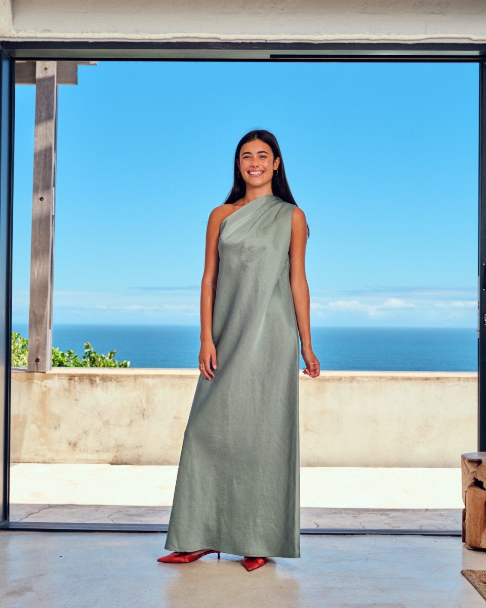 Julie Dress - shiny tafta - sage green SEA ME HAPPY