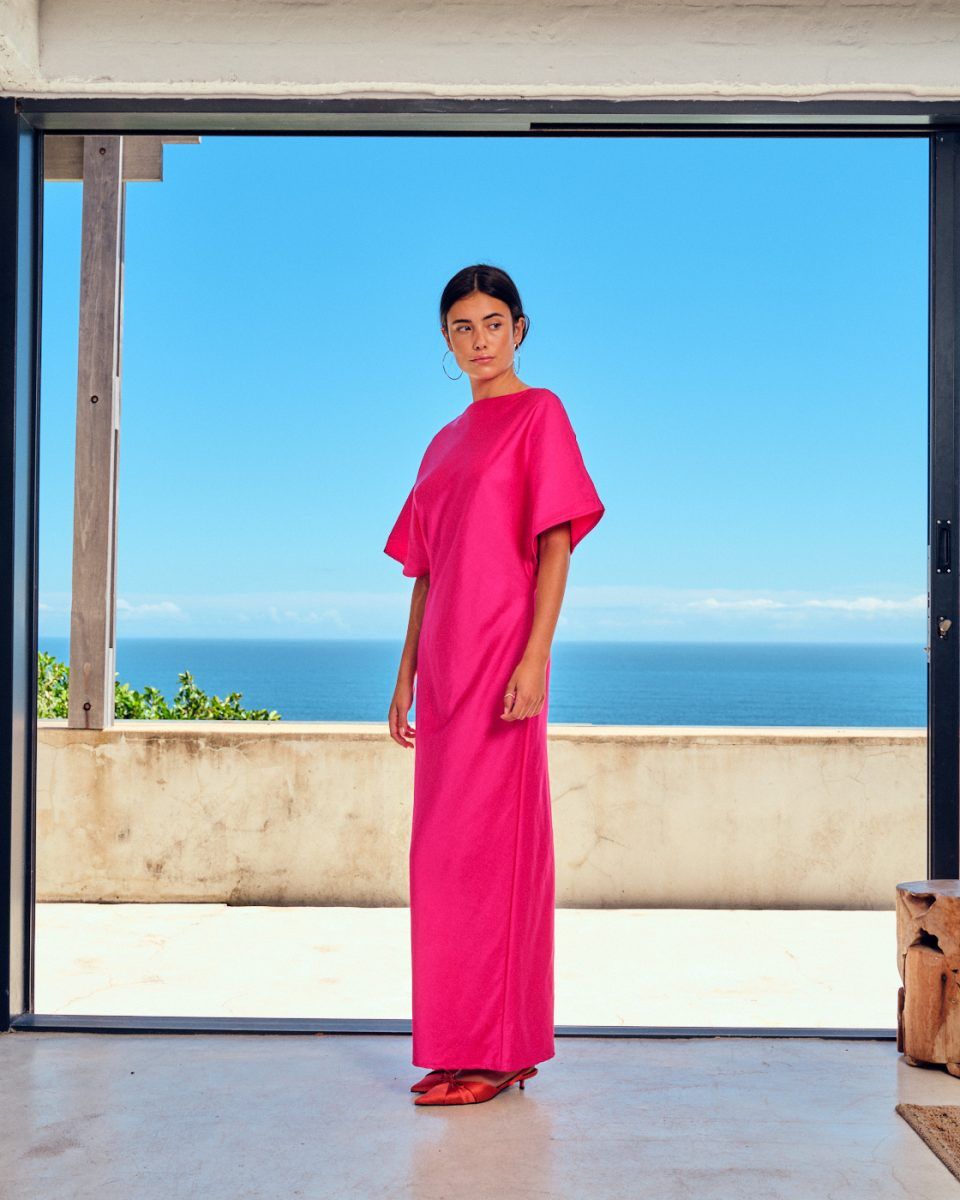 Mercedes Dress - shiny tafta - fuchsia SEA ME HAPPY