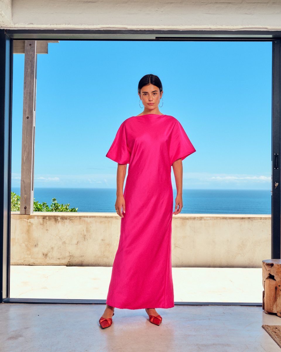 Mercedes Dress - shiny tafta - fuchsia SEA ME HAPPY