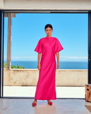 Mercedes Dress - shiny tafta - fuchsia SEA ME HAPPY