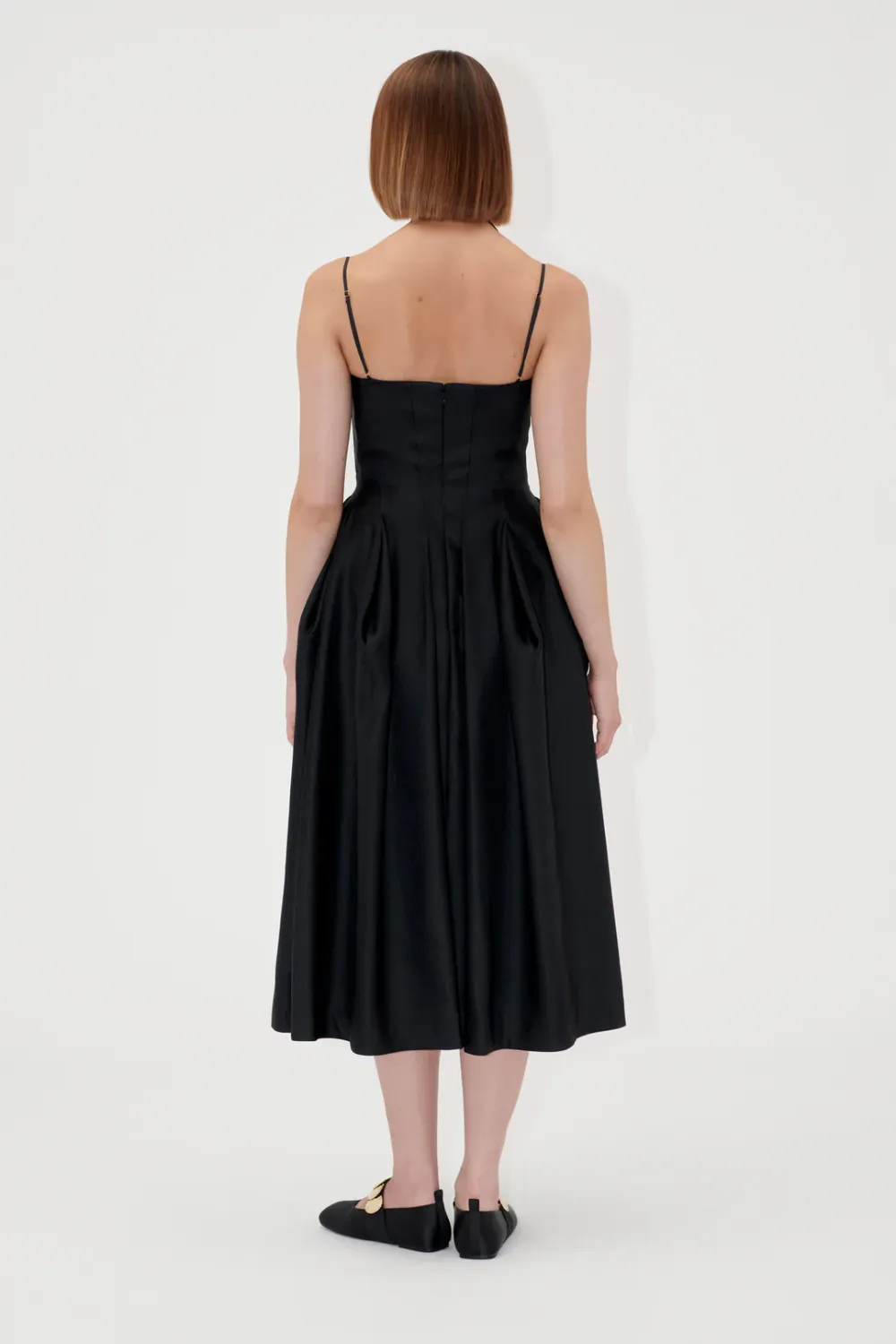 HIGH VOLUME DRESS - black satin tailoring STINE GOYA