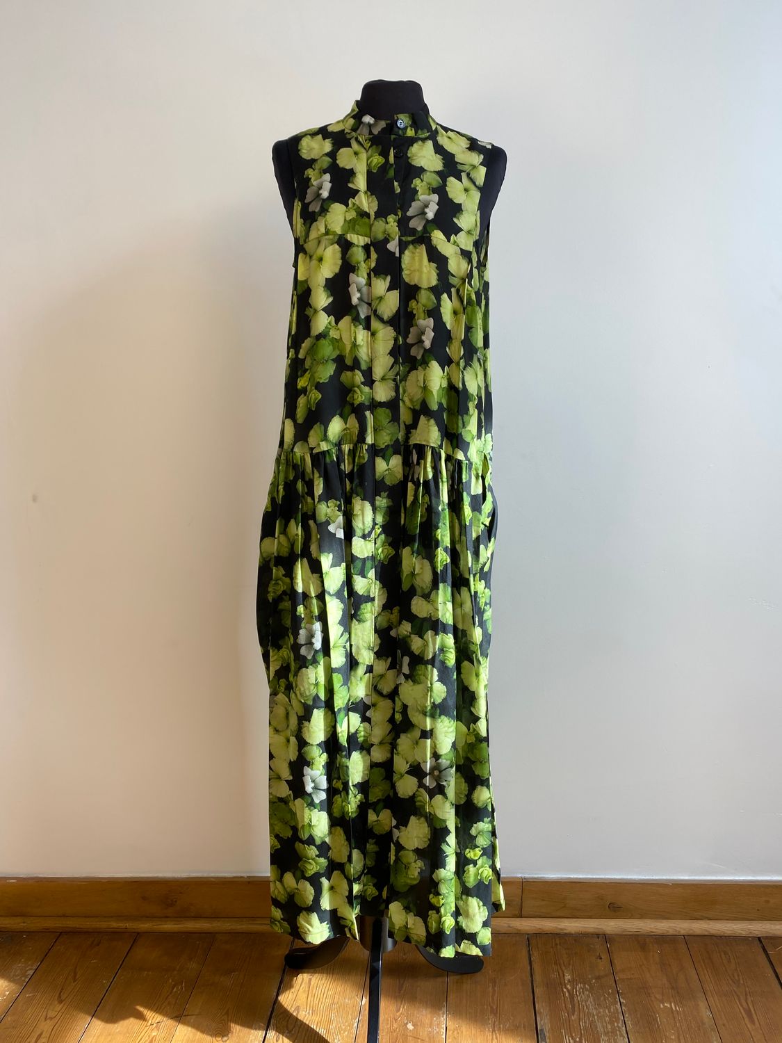 DESS Dress - black lime camellia CHRISTIAN WIJNANTS