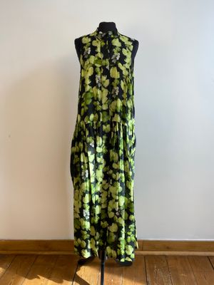 DESS Dress - black lime camellia CHRISTIAN WIJNANTS