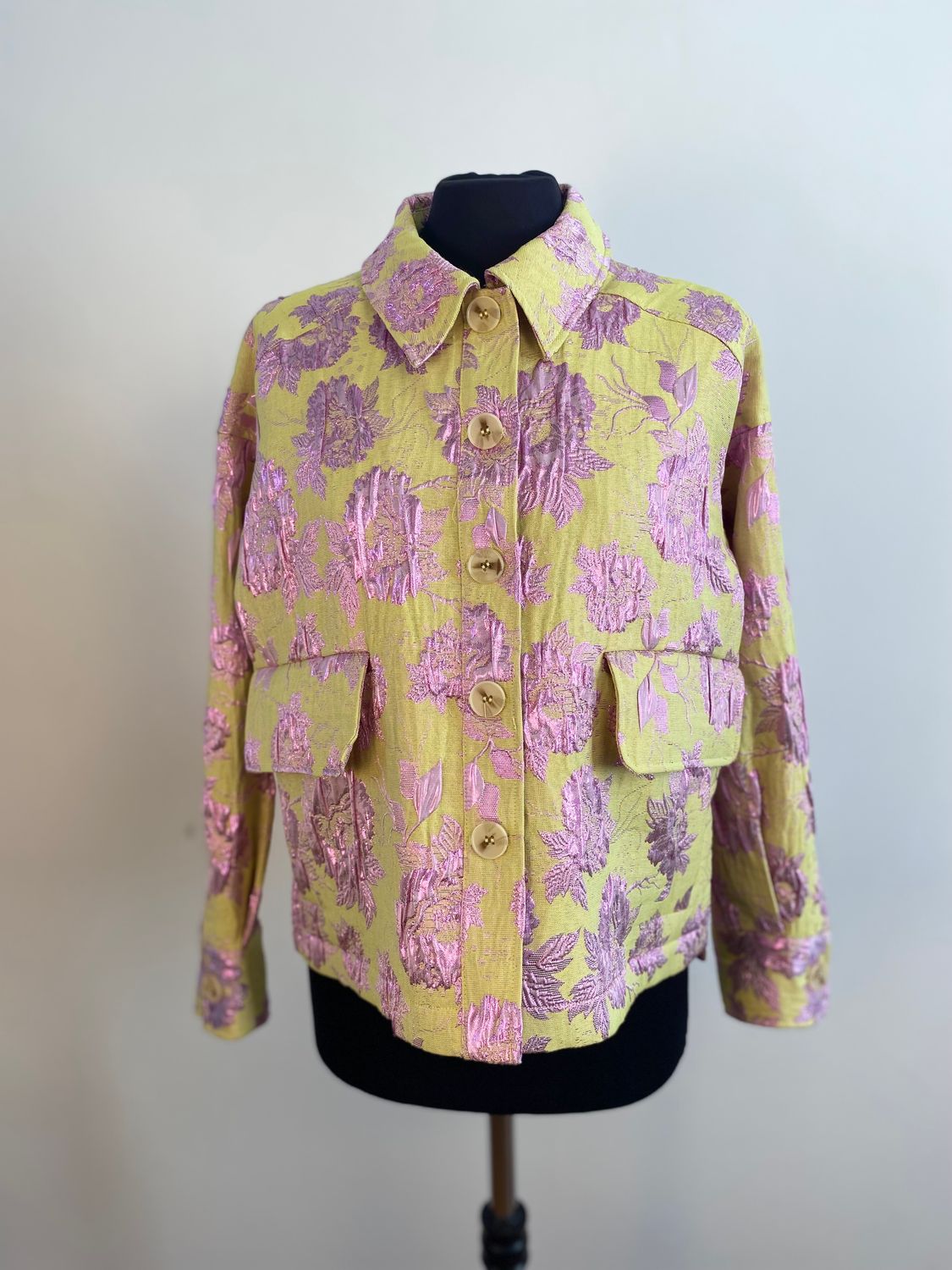 Butter yellow pink blossom vest PSOPHIA