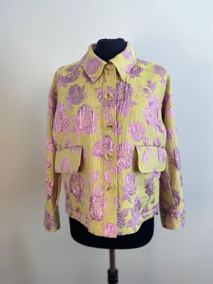 Butter yellow pink blossom vest PSOPHIA