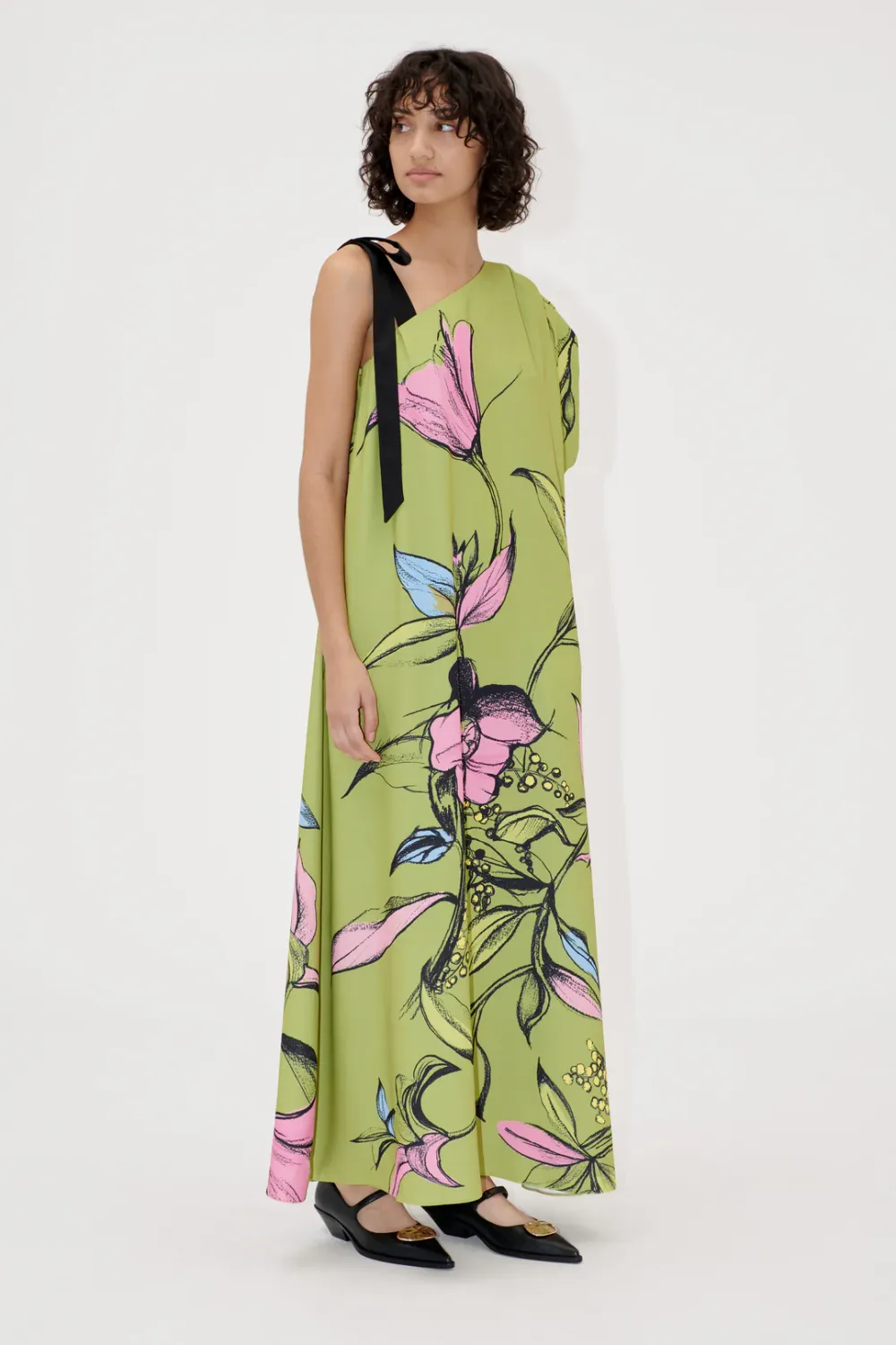 ONE SLEEVE MAXI DRESS W/BOW STRAP - pencil garden STINE GOYA