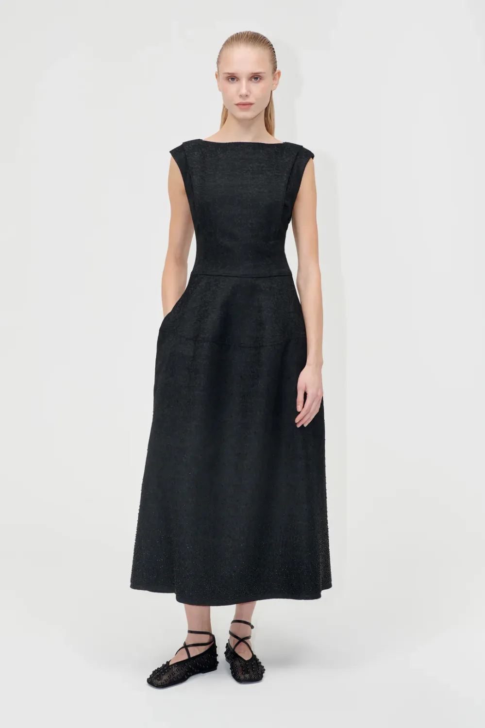 Sleeveless Boatnack Midi Dress - gradient beads STINE GOYA