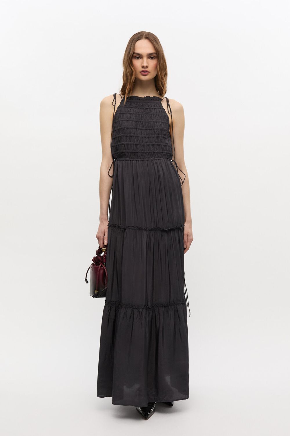 Viscose Habotai Maxi Smock Slip Dress GANNI