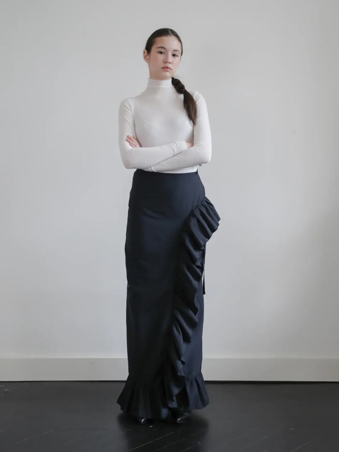 Ruffled skirt black DRIES VAN NOTEN