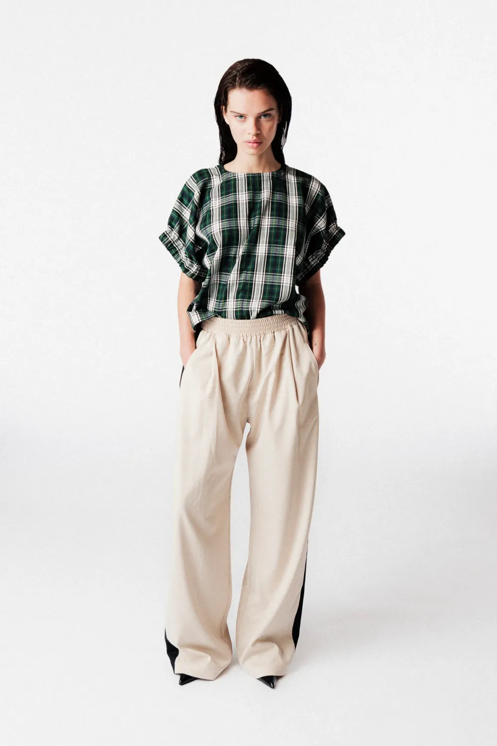 Pepper check top - check green white JOHNY