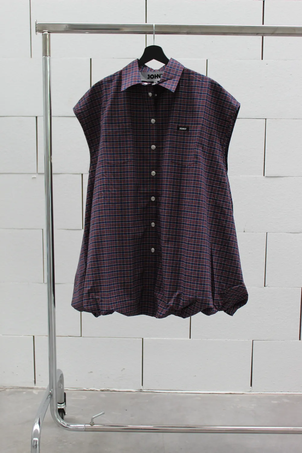 Ezra cotton sleeveless dress - check blue red JOHNY