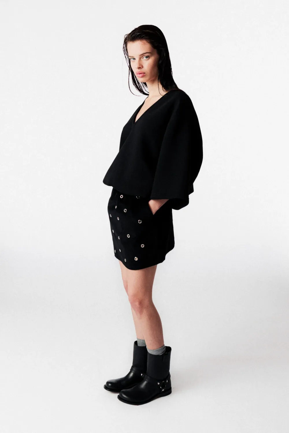 Louise Fleecec Cotton Top - black  JOHNY