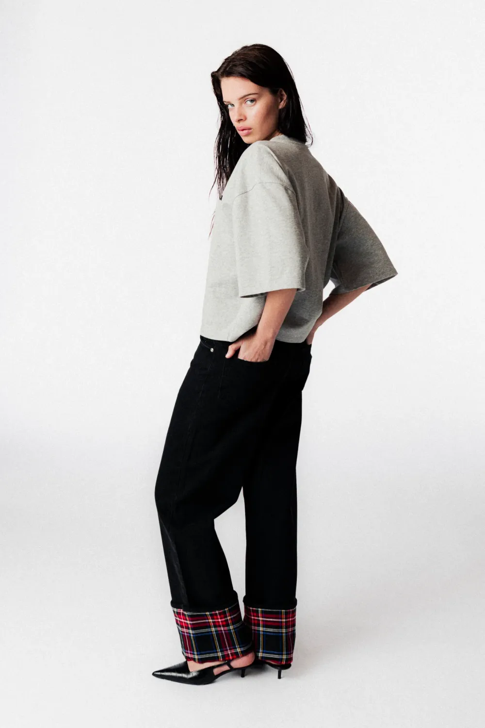 Sue denim tartan - black JOHNY