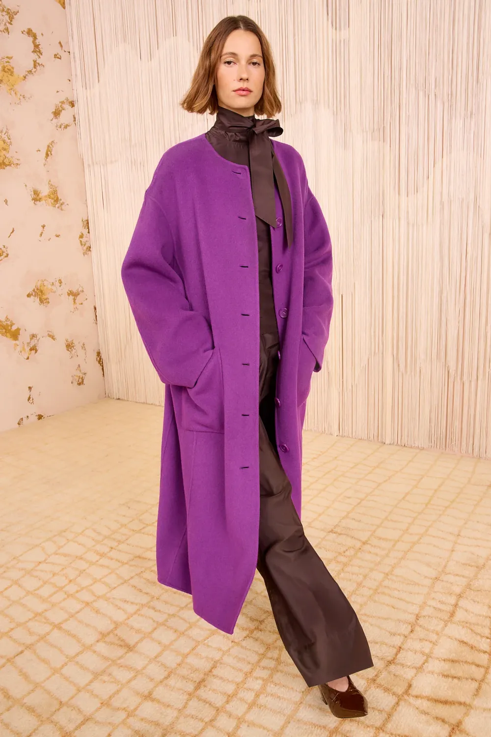 Fernand double faced wool oversized coat - thistle ULLA JOHNSON