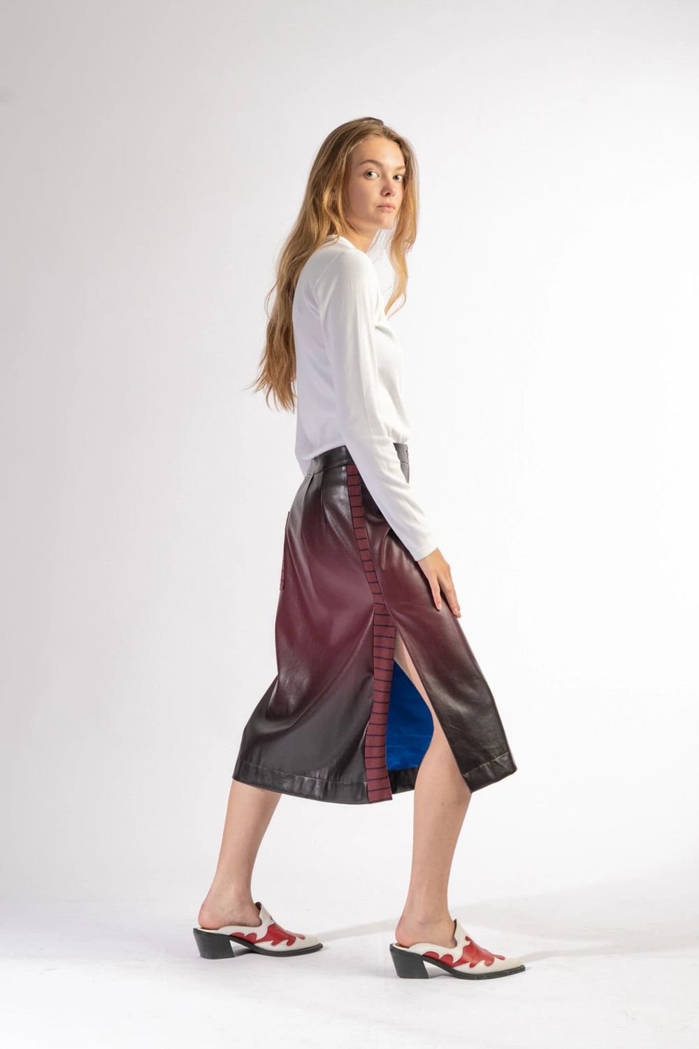 Asil skirt - brown ombré leather STEF SERIES