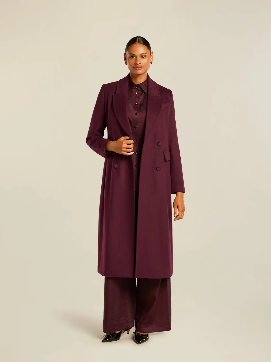 Tiffany long coat - burgundy BEAUMONT