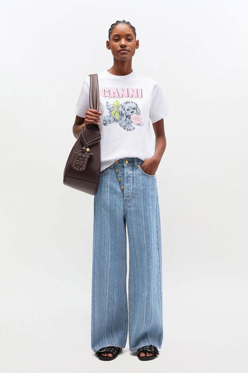Structured Denim Double Fly Baggy Jeans Mid Blue Stone GANNI