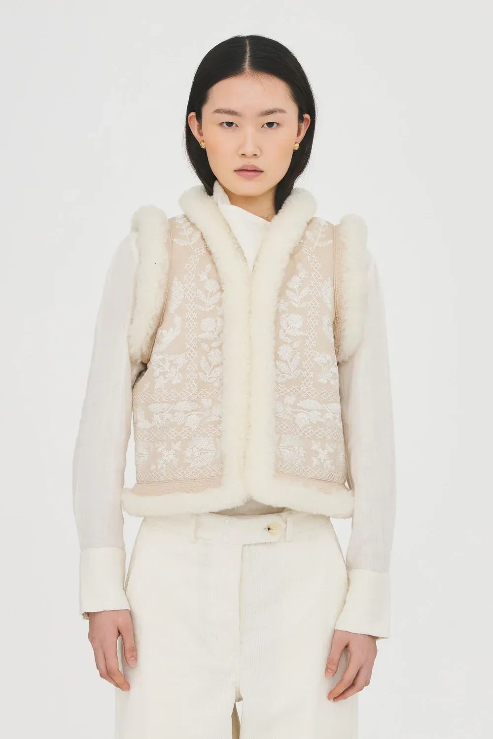 HUGO gilet - cream ANTIK BATIK
