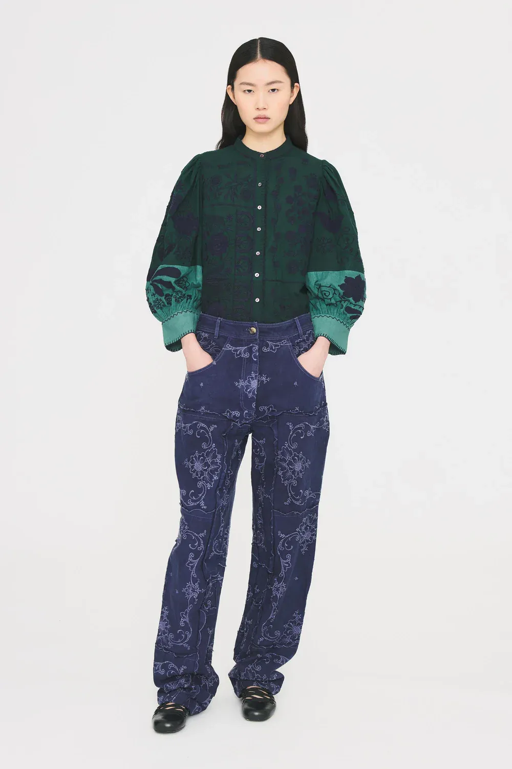 MIMI blouse - dark green ANTIK BATIK