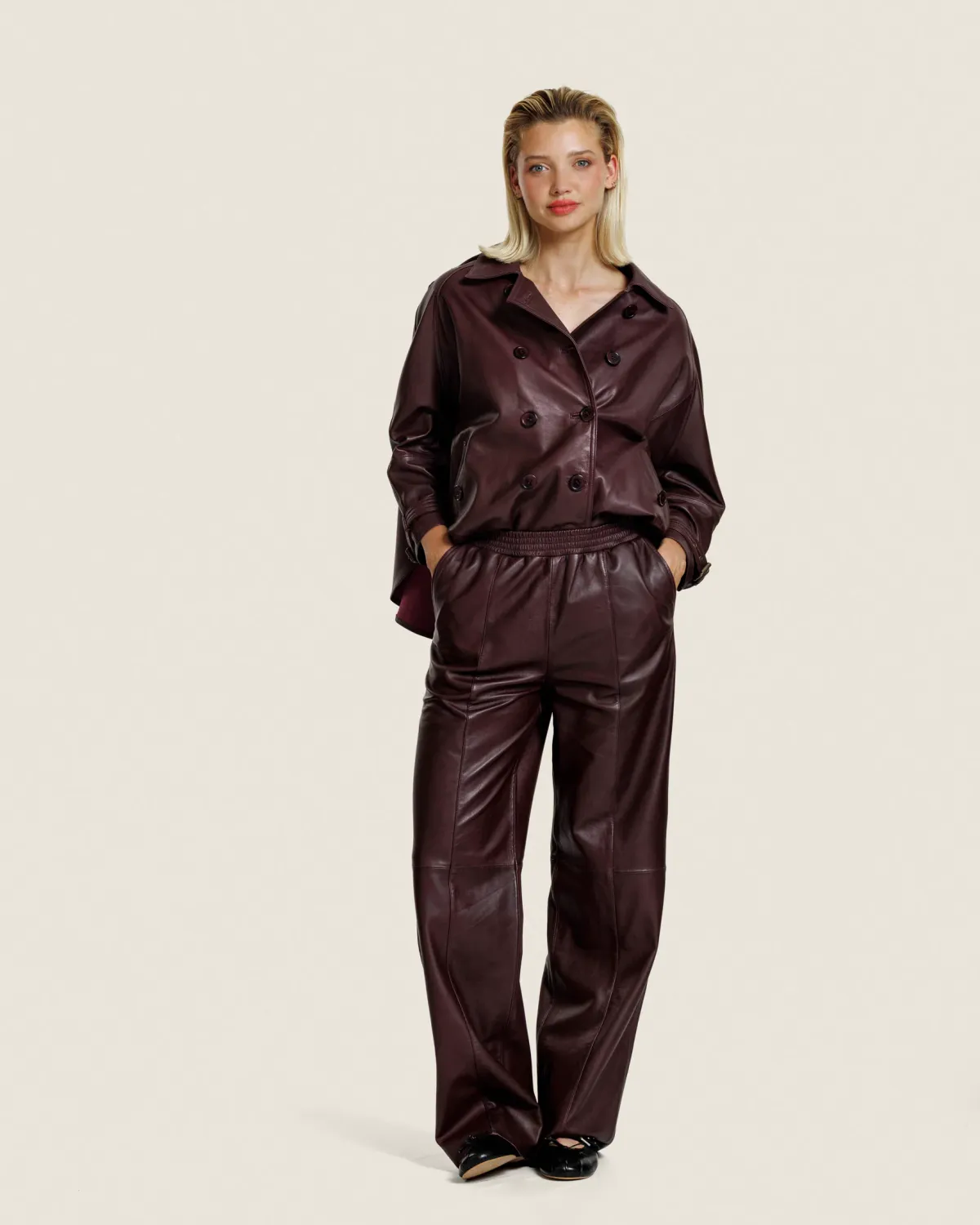 LUCCA pants - burgundy ALTER EGO