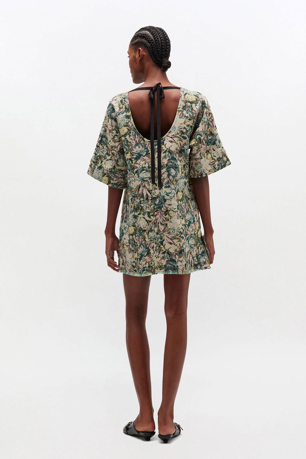 Tapestry Jacquard Boxy Kimono Mini Dress GANNI