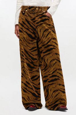 Printed Flock Denim Baggy Jeans GANNI