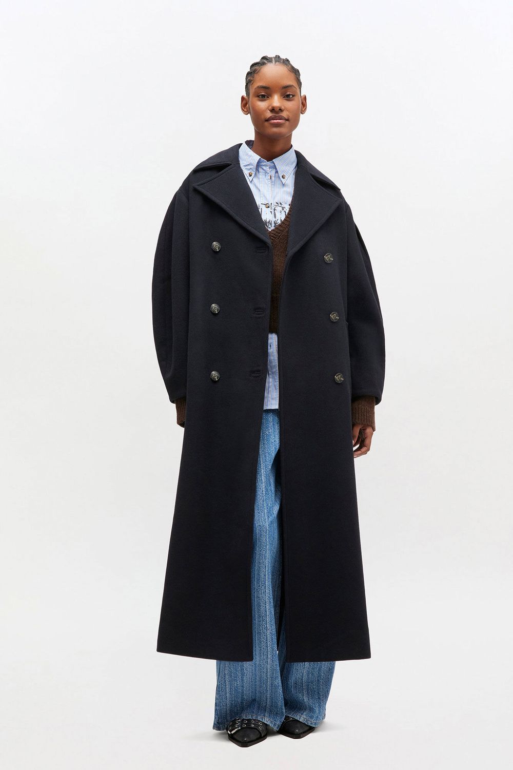 Peacoat Wool Long Coat GANNI