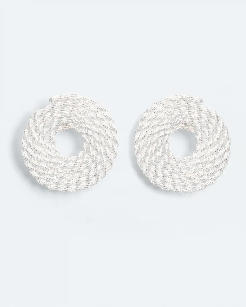 Coiled rope chain earrings with studded clips -sterling silver WOUTERS &amp; HENDRIX