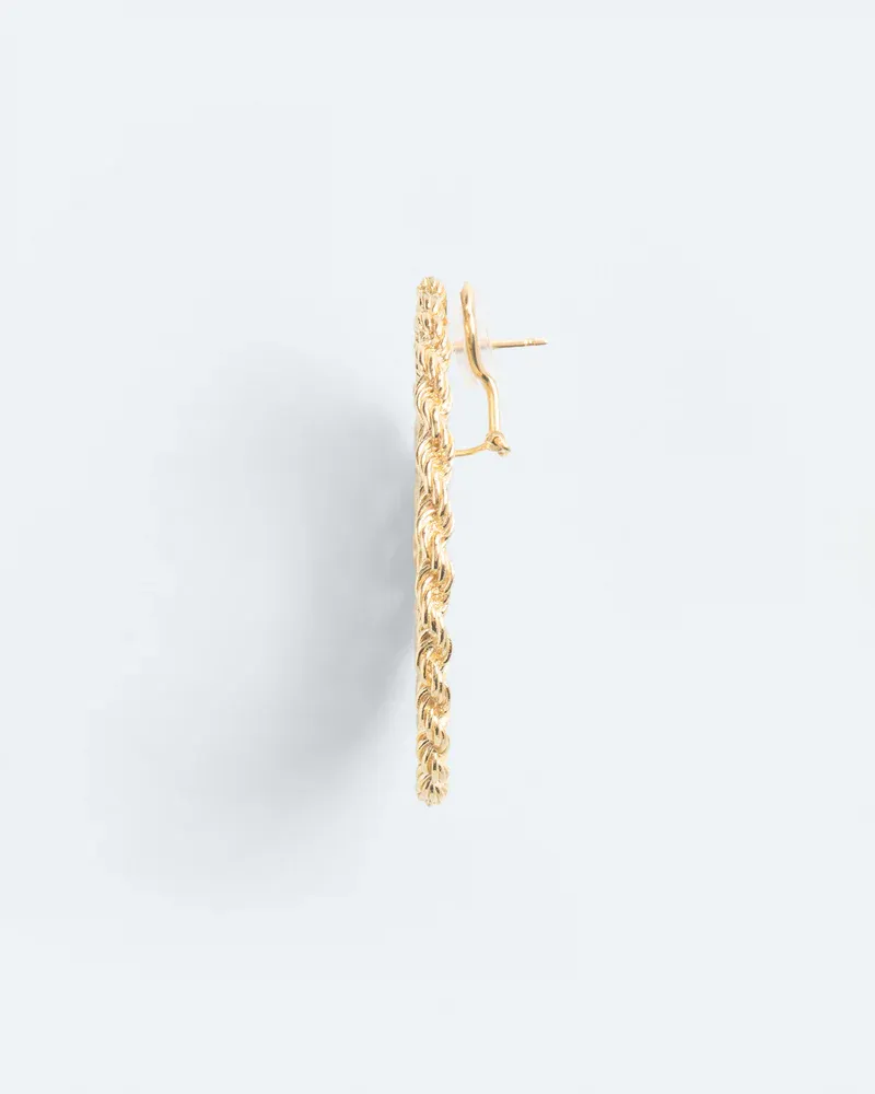 Coiled rope chain earrings with studded clips - gold plated silver WOUTERS &amp; HENDRIX