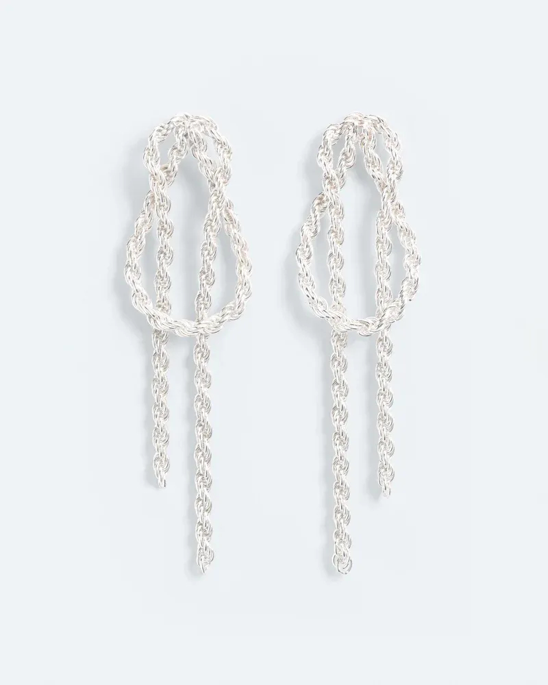 Bowline on a bight stud earrings with dangling chains - sterling silver  WOUTERS &amp; HENDRIX
