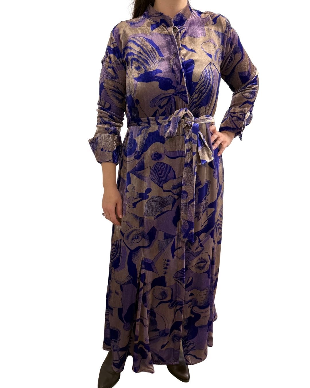 Daphne Dress - silk velvet purple surrealism KATERIN THEYS