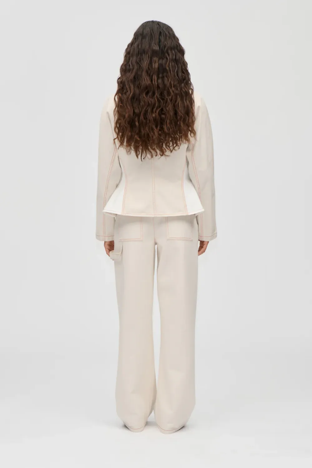TWIST KNEE SEAM DENIM PANT - NATURAL/CONTRAST RED STINE GOYA