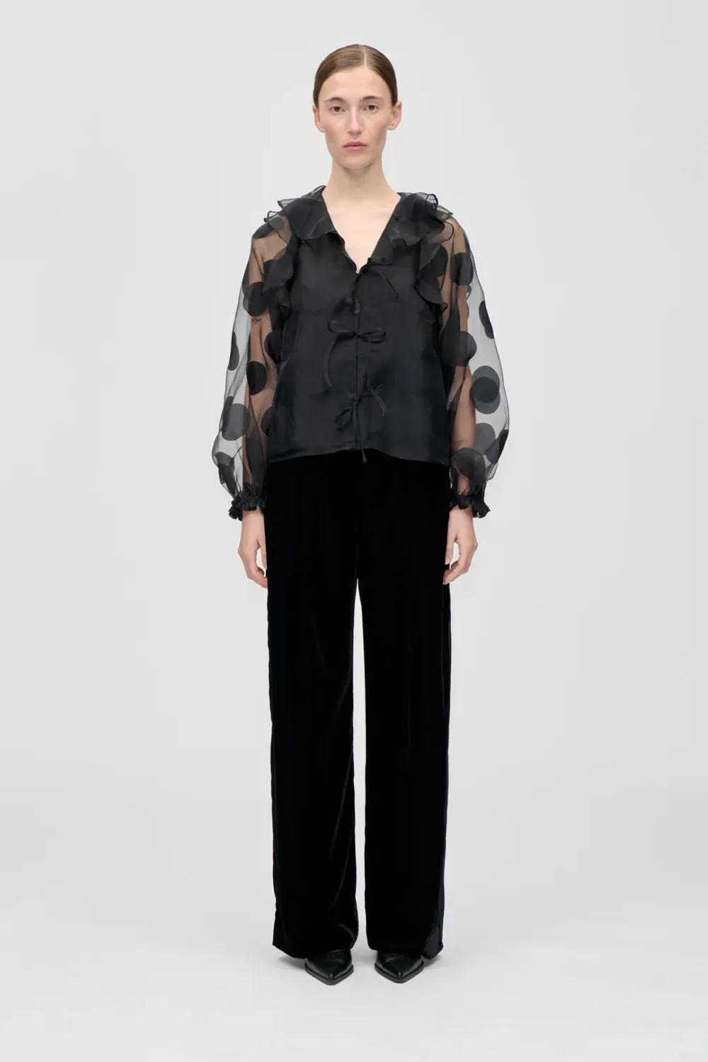 ELASTICATED PANTS - BLACK VELVET STINE GOYA